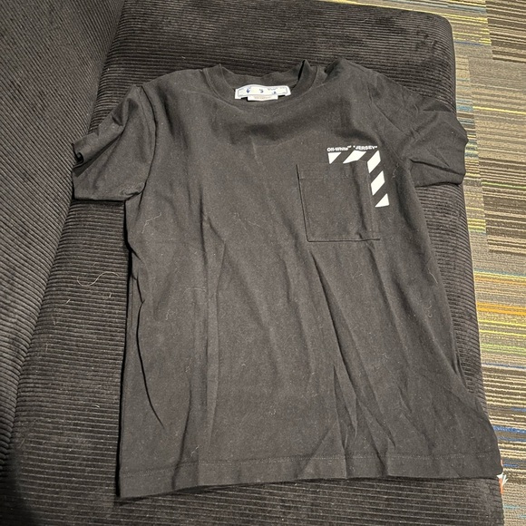 NWT Off-White Diagonal Jersey pocket Short Sleeve Tee Shirt Black White XS - Picture 5 of 9